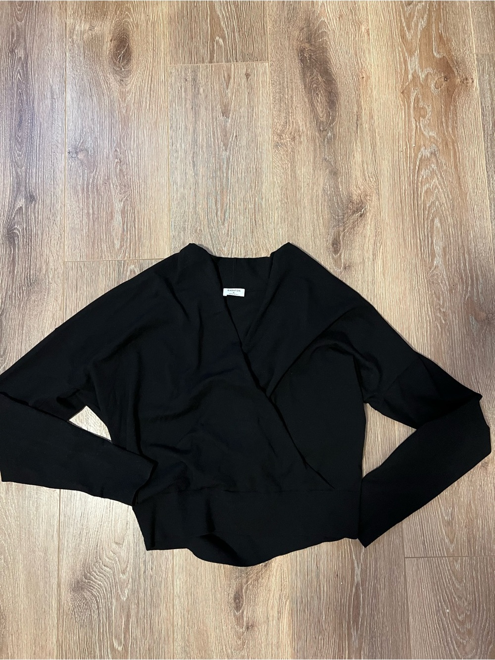 babaton black v neck wrap sweater